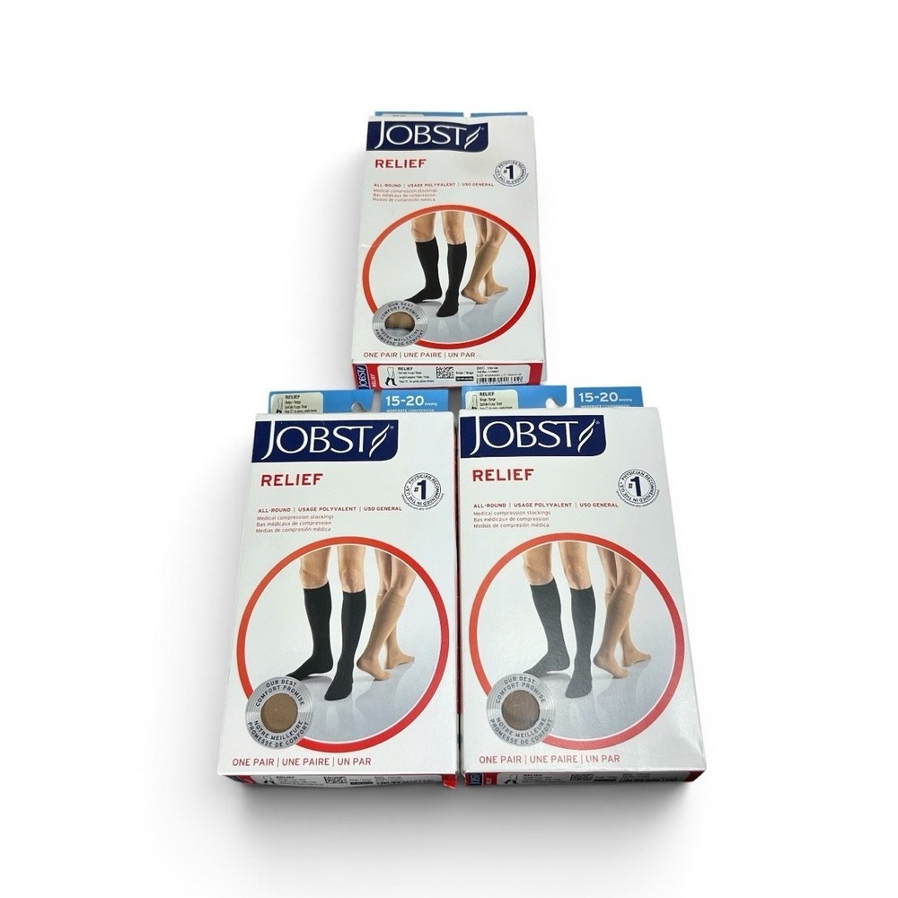 3 Pair JOBST Relief Closed Toe Knee Hi Compression Socks XL Beige 15-20 mmHg NEW